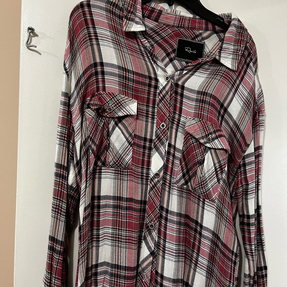 Rails Rayon Navy, Red and White Plaid Buttondown